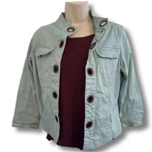 Live a Little Light Green Shacket. Collarless Blazer. Size Small. - Picture 1 of 9